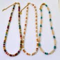 Beaded Necklace Natural Stone Waterproof Titanium Steel Colorful New Style 1