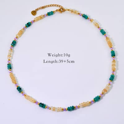 Beaded Necklace Natural Stone Waterproof Titanium Steel Colorful New Style detail 4