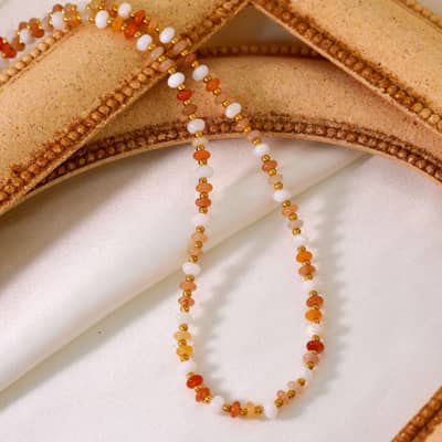 Beaded Necklace Natural Stone Waterproof Titanium Steel Colorful New Style detail 6