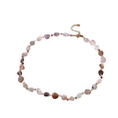 Beaded Necklace Natural Irregularity Stone Waterproof Titanium Steel detail 4
