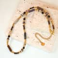 Beaded Necklace Natural Tiger Eye Waterproof Titanium Steel 1