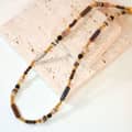 Beaded Necklace Natural Tiger Eye Waterproof Titanium Steel 3