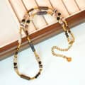 Beaded Necklace Natural Tiger Eye Waterproof Titanium Steel 4