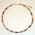Beaded Necklace Natural Tiger Eye Waterproof Titanium Steel 5