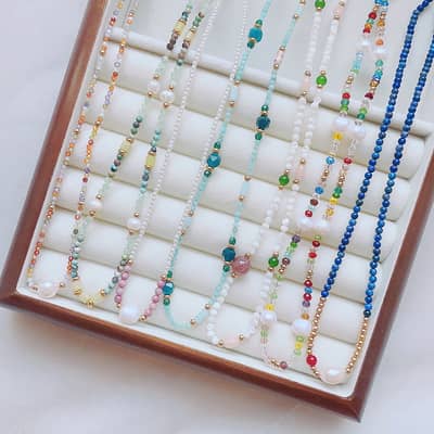 Beaded Necklace Natural Stone Waterproof Titanium Steel Freshwater Pearl detail 2