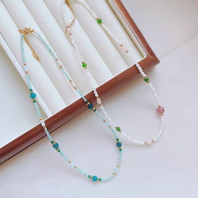 Beaded Necklace Natural Stone Waterproof Titanium Steel Freshwater Pearl detail 4