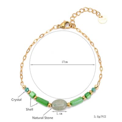 Natural Stone Shell Titanium Steel Colorful Beaded Bracelet detail 1