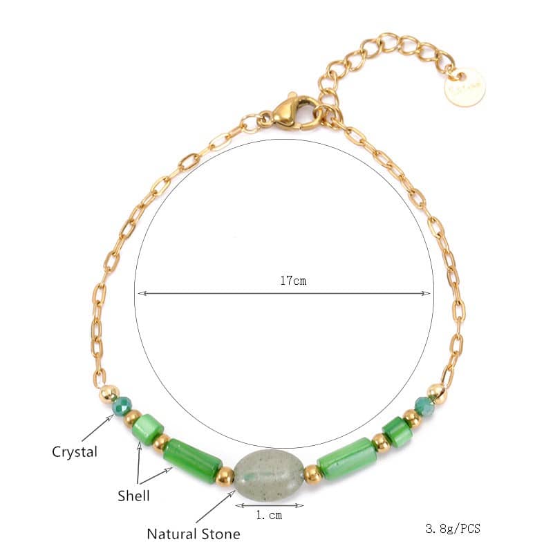 Natural Stone Shell Titanium Steel Colorful Beaded Bracelet - main
