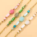 Natural Stone Shell Titanium Steel Colorful Beaded Bracelet 2