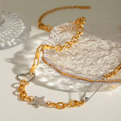 Love Two-Tone Stainless Steel Necklace 18K PVD Coated Waterproof detail 2