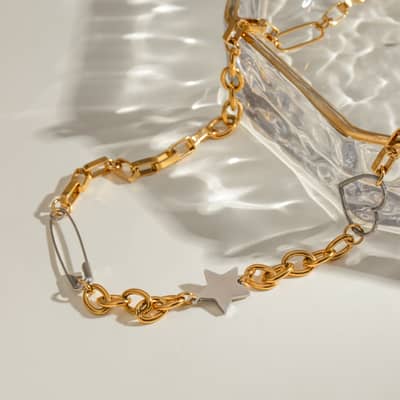 Love Two-Tone Stainless Steel Necklace 18K PVD Coated Waterproof detail 3