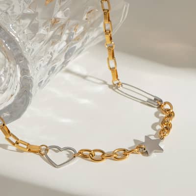 Love Two-Tone Stainless Steel Necklace 18K PVD Coated Waterproof detail 5