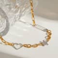 Love Two-Tone Stainless Steel Necklace 18K PVD Coated Waterproof 5