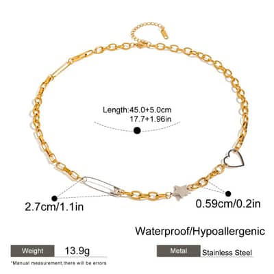 Love Two-Tone Stainless Steel Necklace 18K PVD Coated Waterproof detail 6