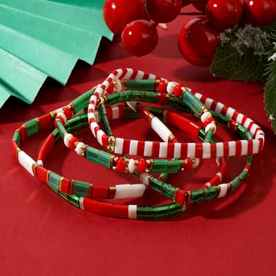 Christmas Braided Tila Beads Handmade Bracelet detail 2