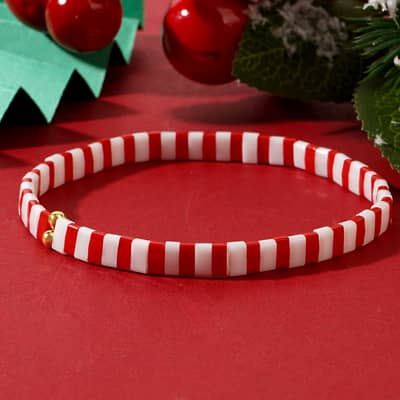 Christmas Braided Tila Beads Handmade Bracelet detail 5
