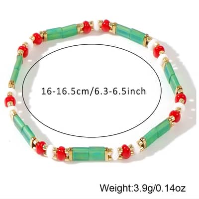 Christmas Braided Tila Beads Handmade Bracelet detail 6