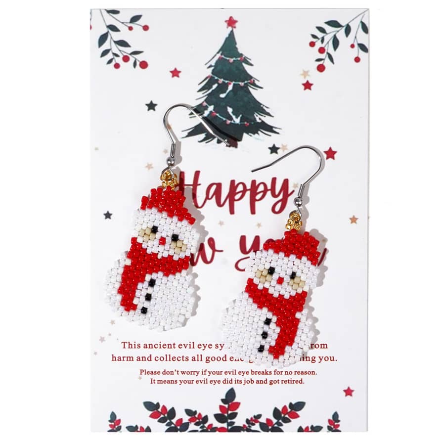 Creative Christmas Snowman Seed Beads Earrings Delicate Cute Bohemian - main