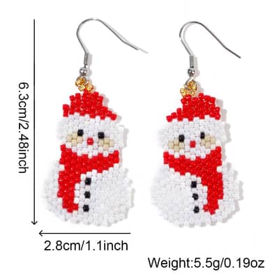 Creative Christmas Snowman Seed Beads Earrings Delicate Cute Bohemian detail 4