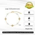 Four Leaf Clover Charm 925 Sterling Silver Shell Pearl Bracelet 14K Gold Plated 5