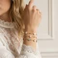 Bohemian 14K Gold Plated White Shell Four Leaf Clover Pearl Bracelet 925 Silver 1