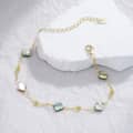 Bohemian 14K Gold Plated White Shell Four Leaf Clover Pearl Bracelet 925 Silver 2