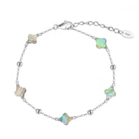 Rhodium Plated-Abalone Shell