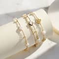14K Gold Plated Four Leaf Clover Shell Pearl Bracelet 925 Sterling Silver Double Layer 2