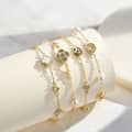 Delicate Non Tarnish 14K Gold Plated Shell Pearls Four Leaf Clover 925 Silver Bracelet 1