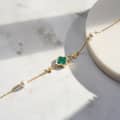 Lucky Clover Bracelet 14K Gold Plated 925 Sterling Silver Four Leaf Clover Pearl 4