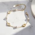 14K Gold Plated 925 Sterling Silver Four Leaf Clover Shell Pearl Bracelet 2