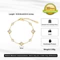 Gold Plated Four Leaf Clover Shell Pearl 925 Sterling Silver Charm Bracelet 5