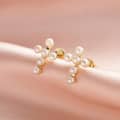 Freshwater Pearl Cross Earrings 925 Sterling Silver Classic Style 1
