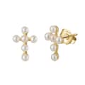 Freshwater Pearl Cross Earrings 925 Sterling Silver Classic Style 3
