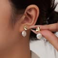 Elegant Flower Petal Pearl Earrings 14K Gold Plated 925 Sterling Silver Simple Freshwater Pearl Drop Earrings 2