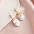 14K Gold Plated 925 Sterling Silver Freshwater Pearl Cross Drop Earrings 3