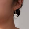 14K Gold Plated 925 Sterling Silver Freshwater Pearl Cross Drop Earrings 4