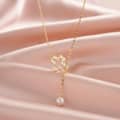 Dainty Natural Freshwater Pearl Choker Necklace Cross Pendant 2