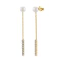 925 Sterling Silver Freshwater Pearl Zircon Dangle Tassel Chain Earrings 1