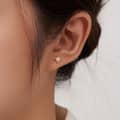 925 Sterling Silver Freshwater Pearl Eight-Pointed Star Stud Earrings 3