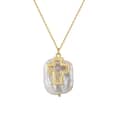 925 Sterling Silver Chain Charm Baroque Freshwater Pearl Necklace 14K Gold Plated Cross Pendant 1