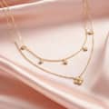 Cubic Zirconia 925 Sterling Silver Double Chain Four Leaf Clover Freshwater Pearl Necklace 2