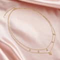 Cubic Zirconia 925 Sterling Silver Double Chain Four Leaf Clover Freshwater Pearl Necklace 3