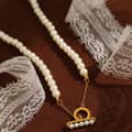 Elegant Freshwater Pearl Necklace Stainless Steel Waterproof 18K PVD Coated 1