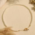 Elegant Freshwater Pearl Necklace Stainless Steel Waterproof 18K PVD Coated 3