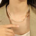 Elegant Freshwater Pearl Necklace Stainless Steel Waterproof 18K PVD Coated 4