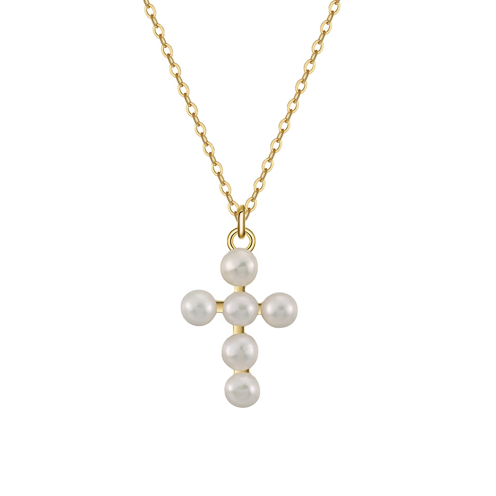 Pearl cross pendant necklace