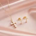 925 Sterling Silver Cross Necklace Freshwater Pearl Cross Pendant 4