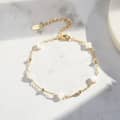 14K Gold Plated Luxury Four Leaf Clover Bracelet S925 Silver Pearl Bracelet Set 4
