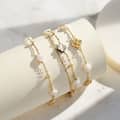14K Gold Plated Luxury Four Leaf Clover Bracelet S925 Silver Pearl Bracelet Set 6